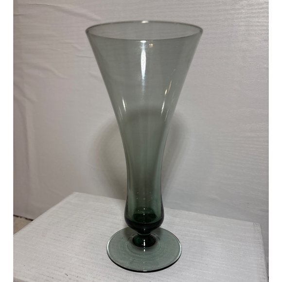 Wilhelm Wagenfeld for WMF Tourmaline Glass Fluted Vase Smoky Blue 7" Germany - Picture 4 of 6